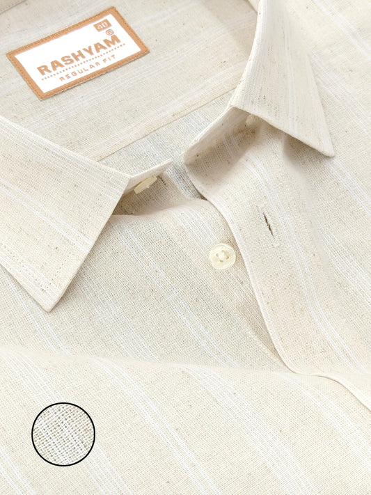 White Stripes On Natural Cream Premium Linen Shirt