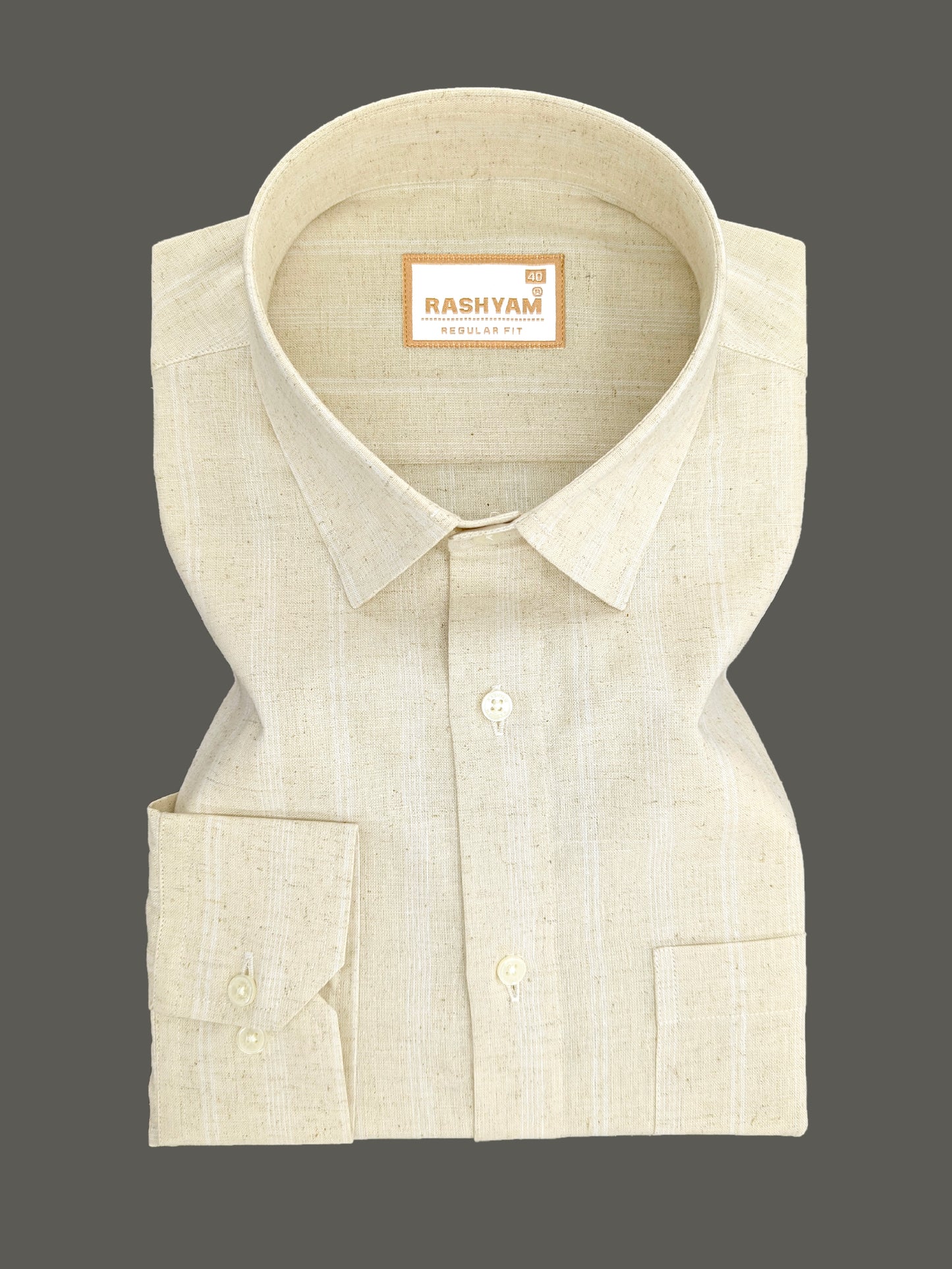 Premium Natural Khaki With White Line Linen Formal Shirt