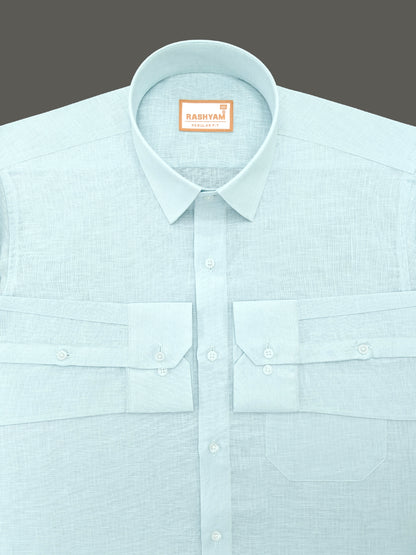 Ice Blue Luxurious Italian Linen Shirt