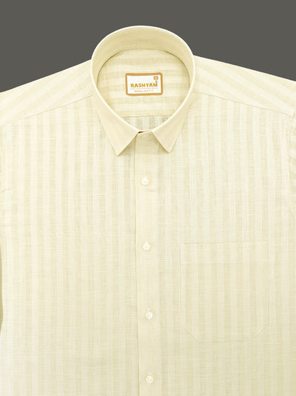 Vanilla Creamy Line Luxurious Italian Linen Shirt