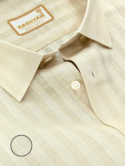 Vanilla Creamy Line Luxurious Italian Linen Shirt