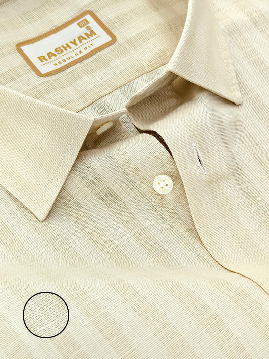 Vanilla Creamy Line Luxurious Italian Linen Shirt