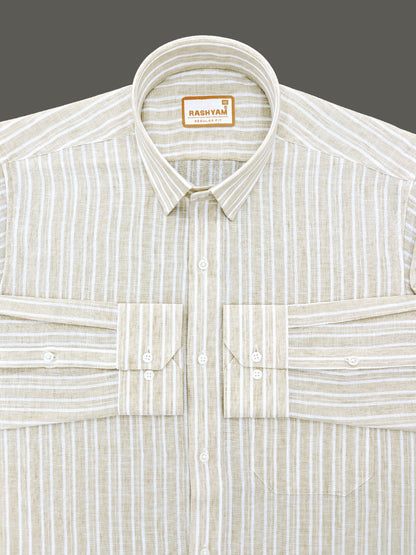 Milano Khaki Beige Stripe Formal Shirt