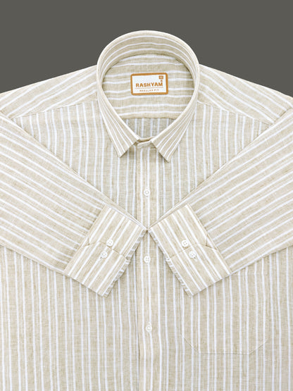 Milano Khaki Beige Stripe Formal Shirt