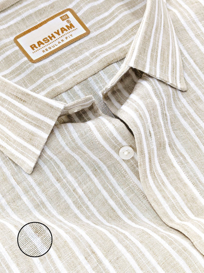 Milano Khaki Beige Stripe Formal Shirt