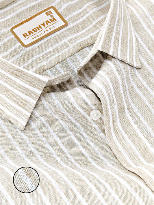 Milano Khaki Beige Stripe Formal Shirt