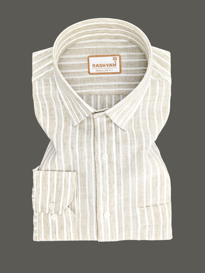 Milano Khaki Beige Stripe Formal Shirt