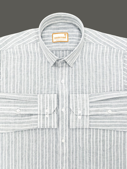 Milano Grey With White Striped Formal Shirt