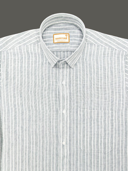 Milano Grey With White Striped Formal Shirt