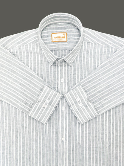 Milano Grey With White Striped Formal Shirt