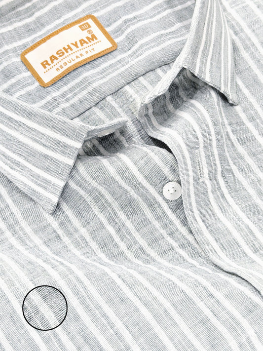Milano Grey With White Striped Formal Shirt