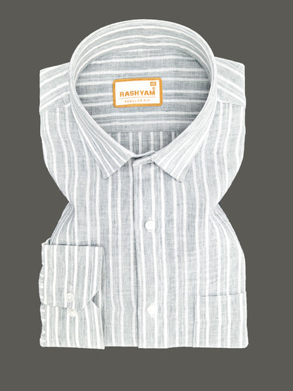 Milano Grey With White Striped Formal Shirt