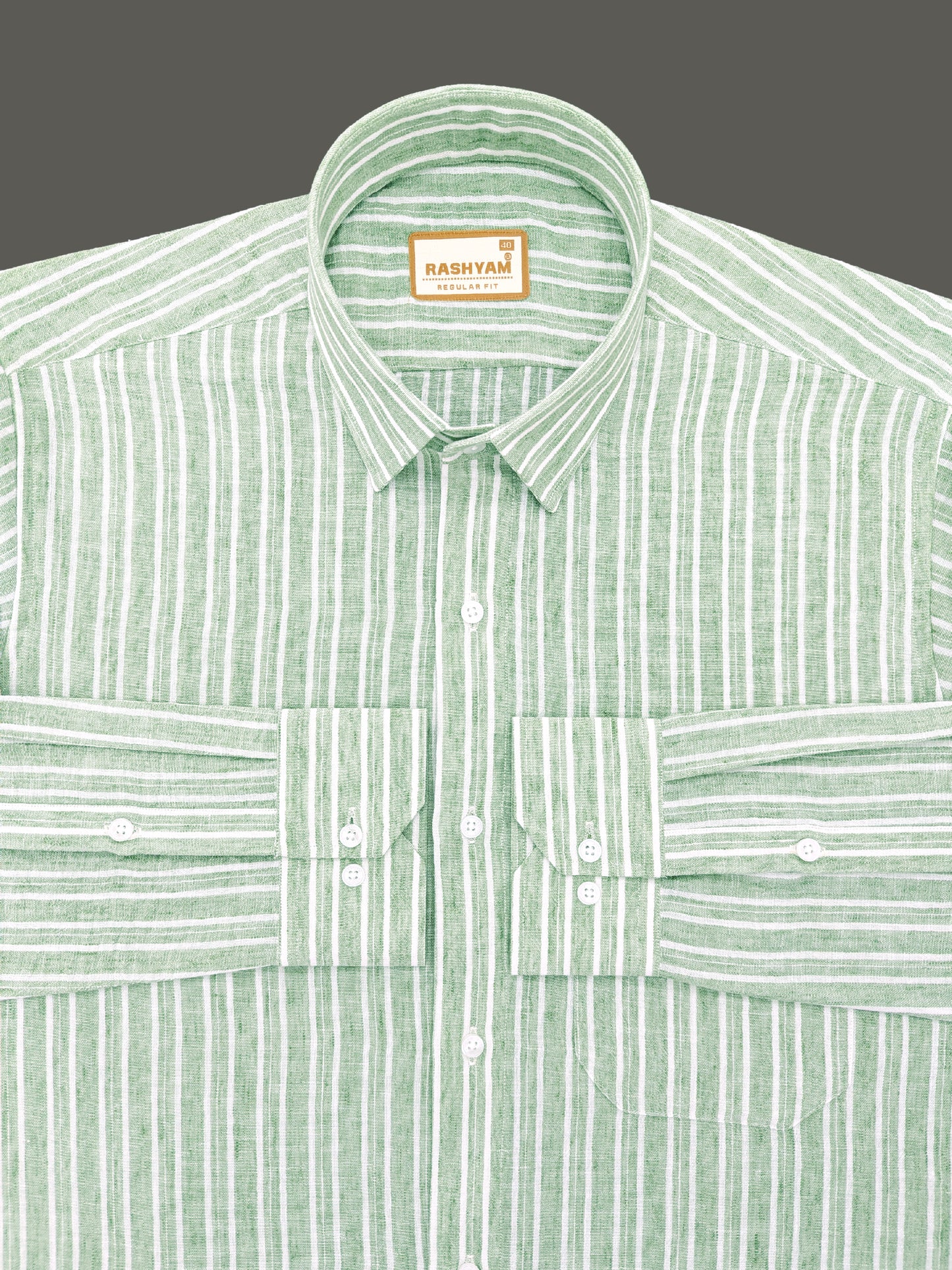 Milano Sage Green Striped Formal Shirt
