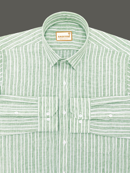 Milano Sage Green Striped Formal Shirt
