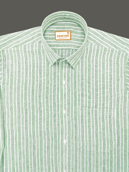 Milano Sage Green Striped Formal Shirt