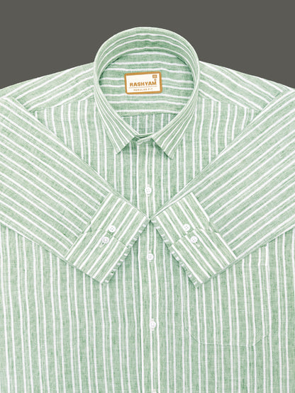 Milano Sage Green Striped Formal Shirt