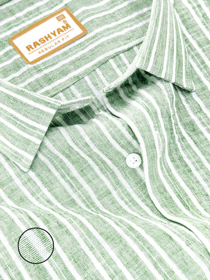 Milano Sage Green Striped Formal Shirt