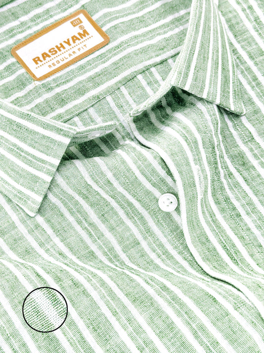 Milano Sage Green Striped Formal Shirt