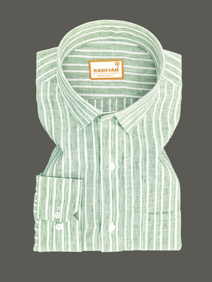 Milano Sage Green Striped Formal Shirt