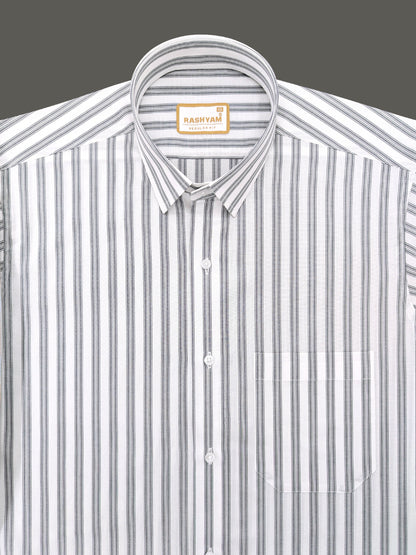 Spello Black Line On White Premium Cotton Formal Shirt For Men