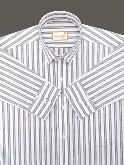 Spello Black Line On White Premium Cotton Formal Shirt For Men