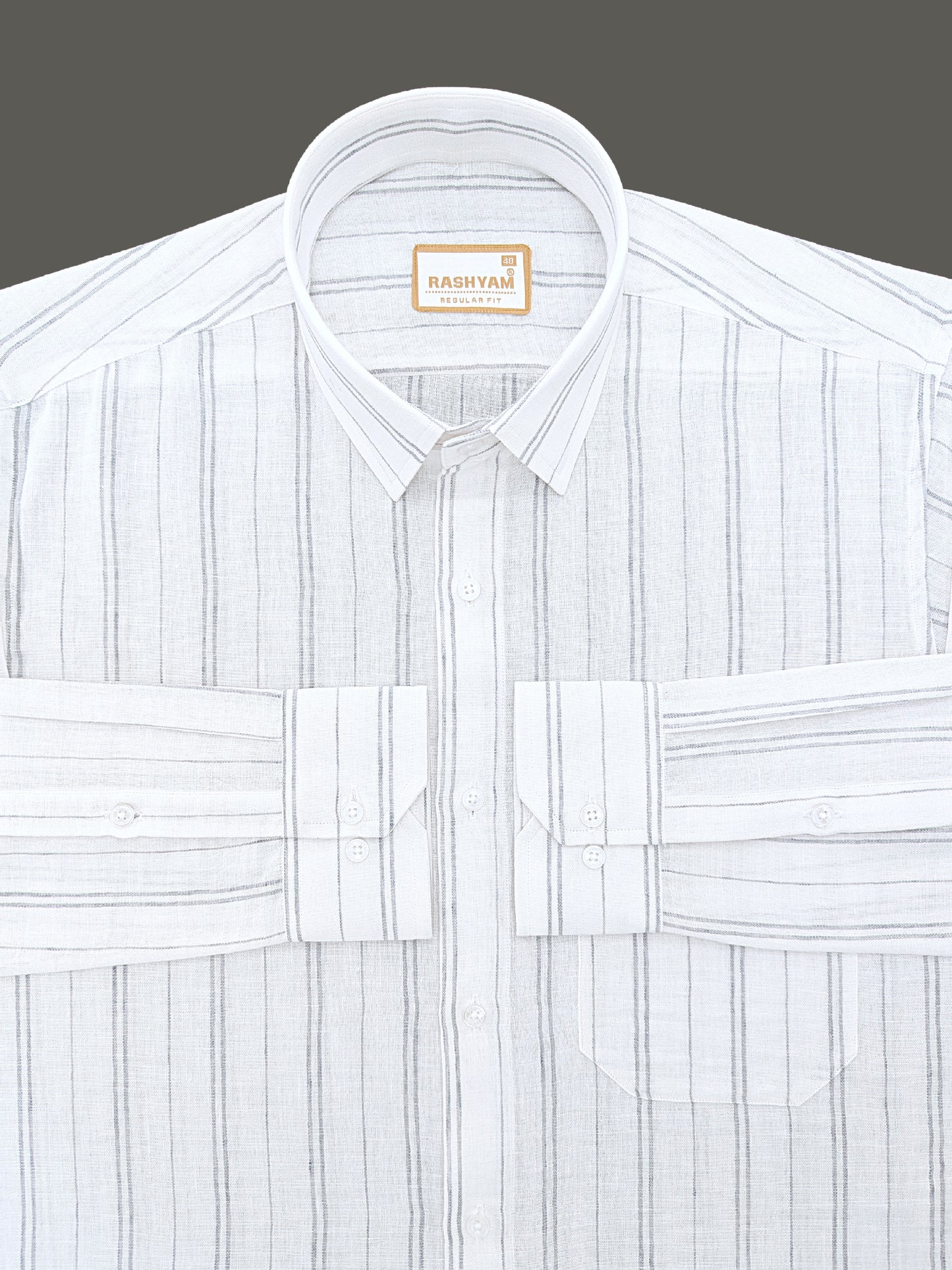 Milano Grey Double Line On White Formal Shirt For Men