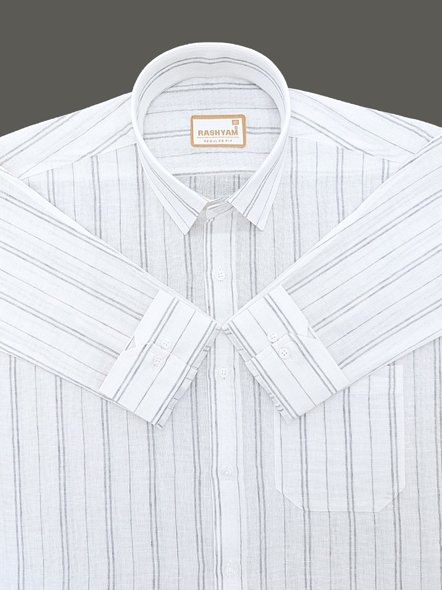 Milano Grey Double Line On White Formal Shirt For Men