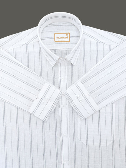 Milano Grey Double Line On White Formal Shirt For Men