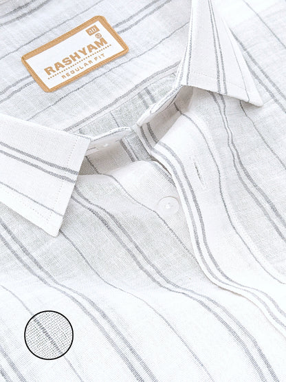 Milano Grey Double Line On White Formal Shirt For Men