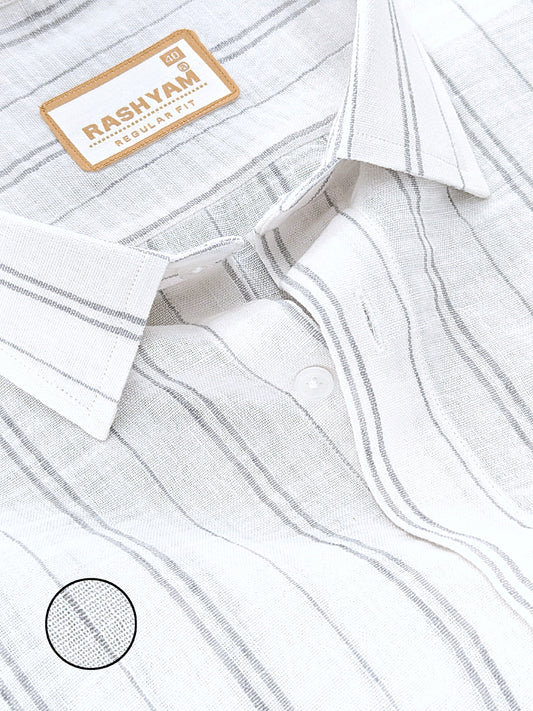 Milano Grey Double Line On White Formal Shirt For Men
