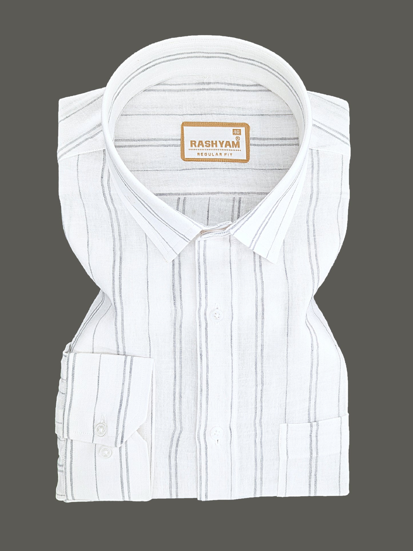 Milano Grey Double Line On White Formal Shirt For Men