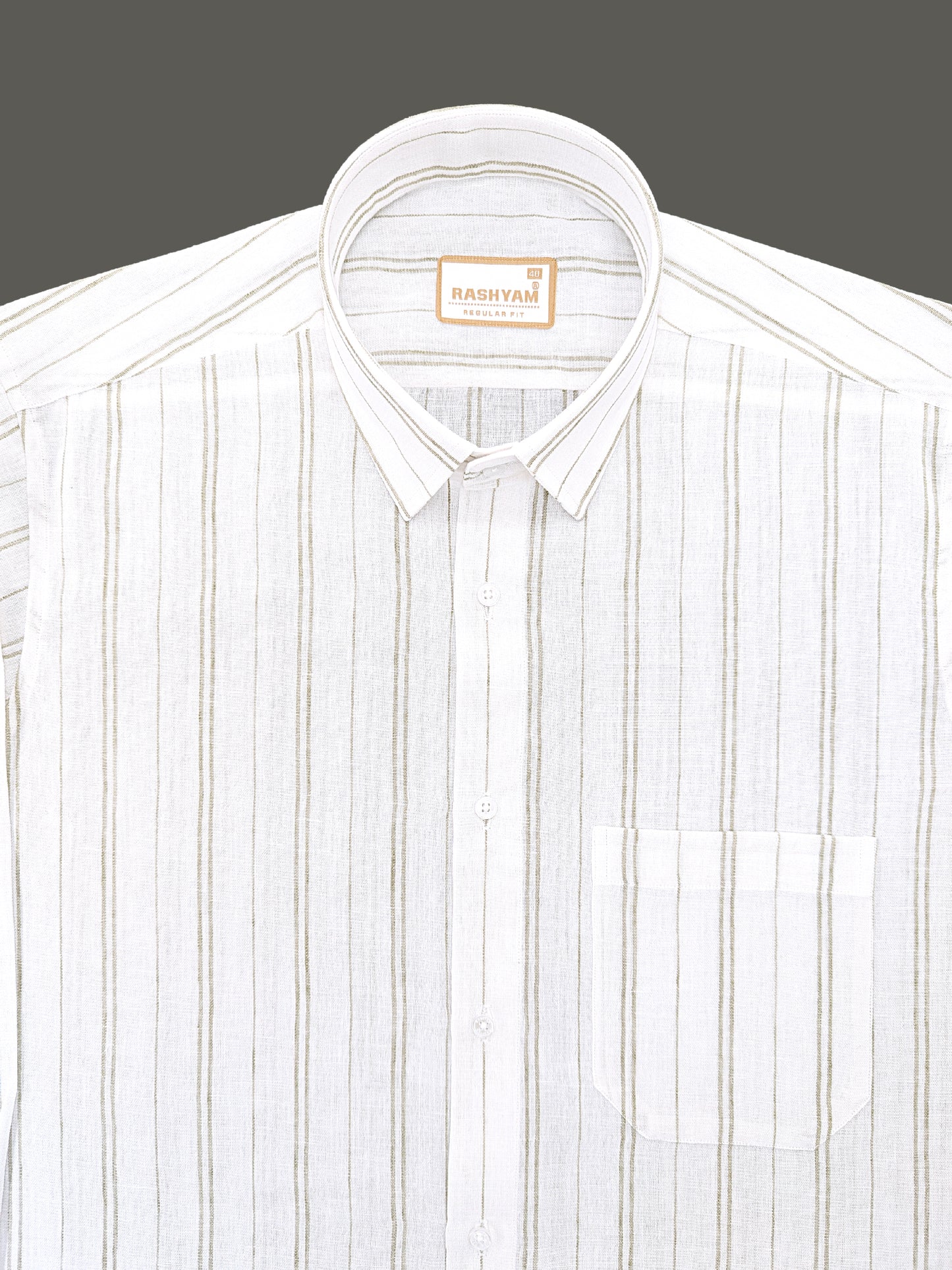 Milano Sage Green Double Line On White Formal Shirt For Men
