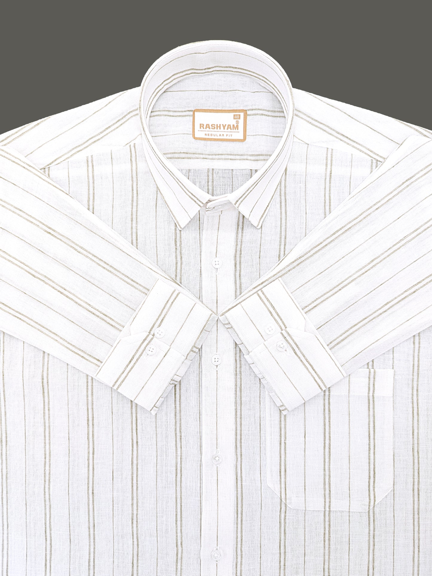 Milano Sage Green Double Line On White Formal Shirt For Men