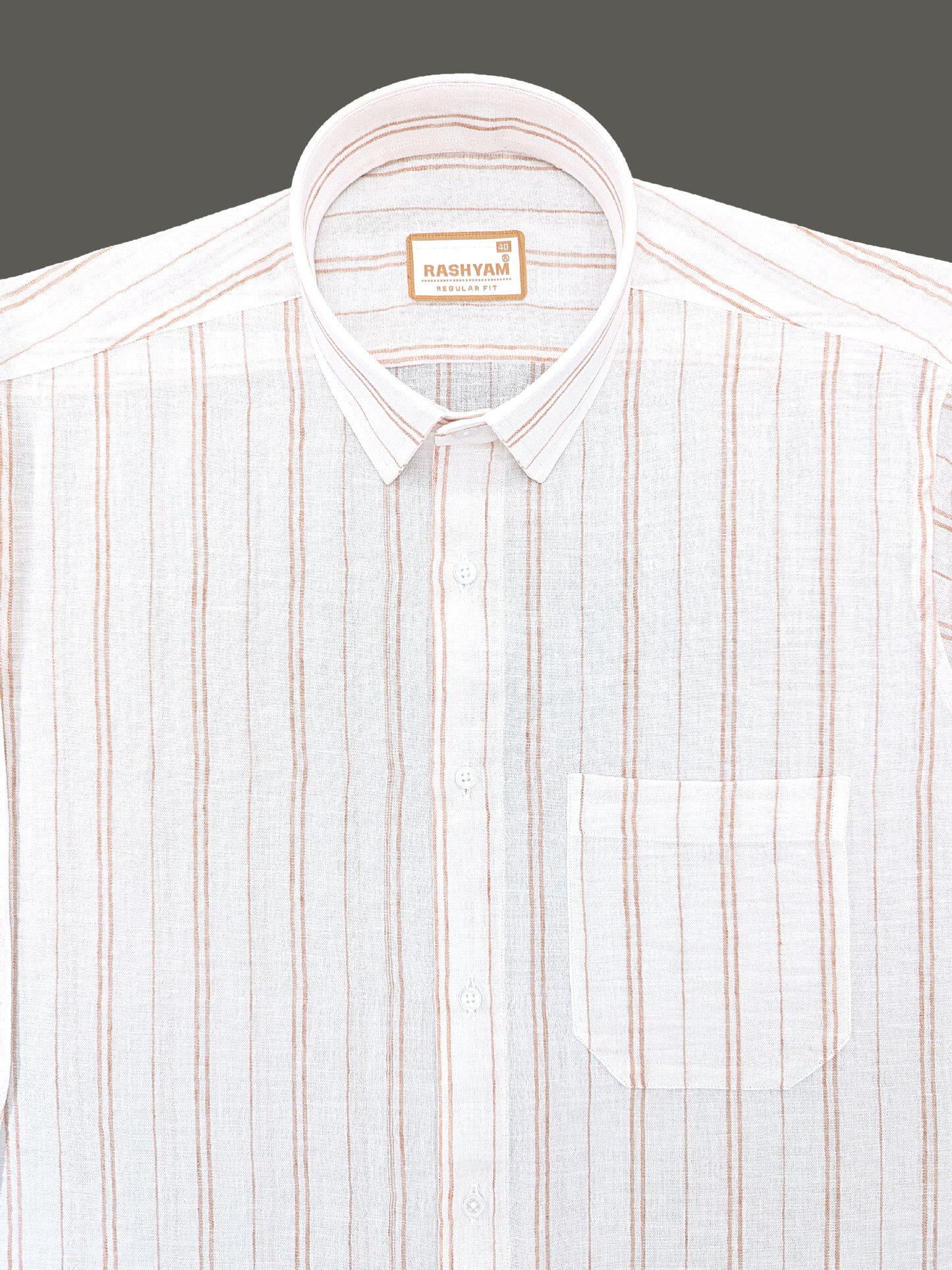 Milano Saffron Double Line On White Formal Shirt For Men