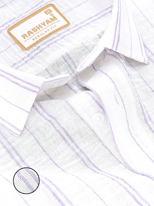 Milano Light Purple Double Line On White Formal Shirt For Men