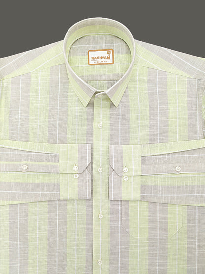 Premium Linen Cotton Pistachio Grey Formal Shirt For Men