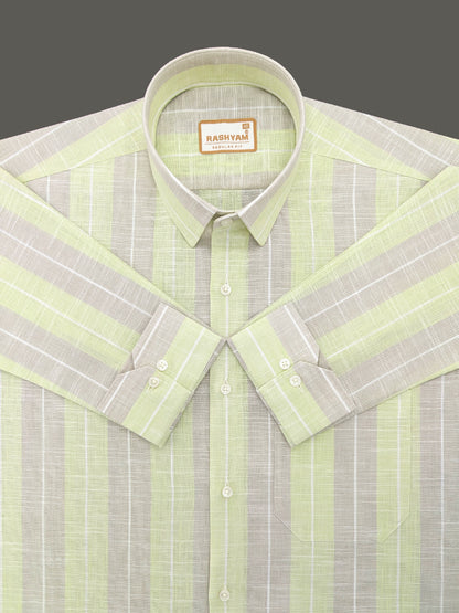 Premium Linen Cotton Pistachio Grey Formal Shirt For Men