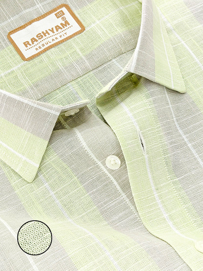 Premium Linen Cotton Pistachio Grey Formal Shirt For Men