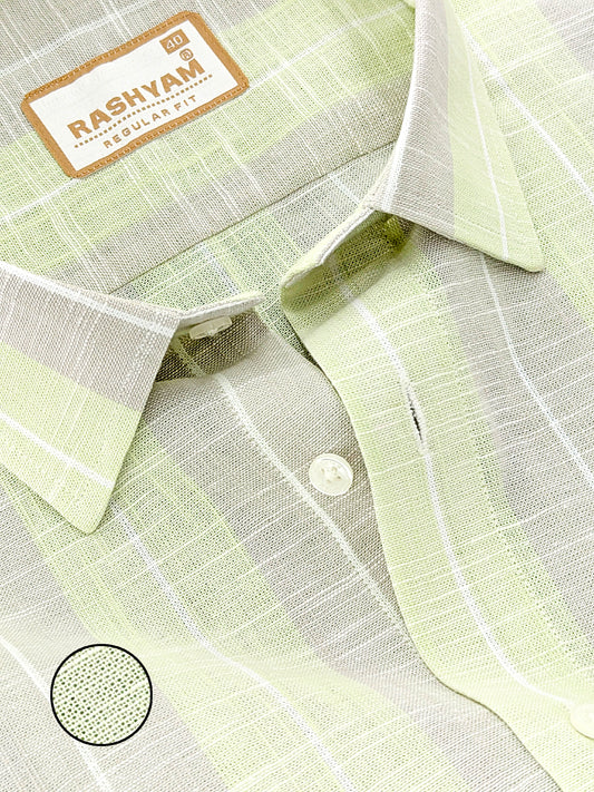Premium Linen Cotton Pistachio Grey Formal Shirt For Men