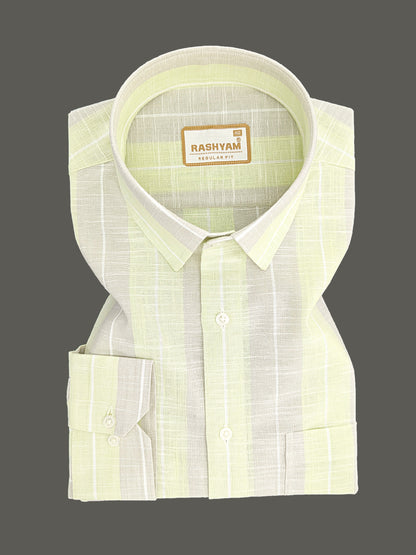 Premium Linen Cotton Pistachio Grey Formal Shirt For Men
