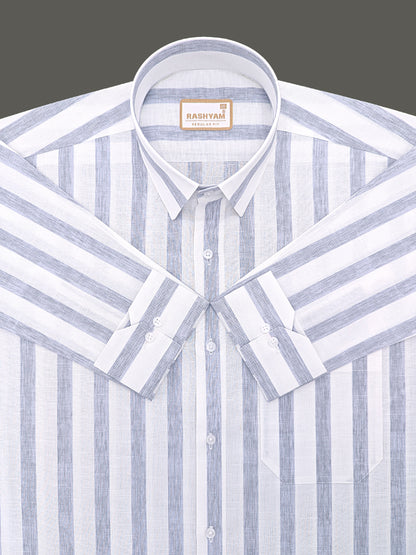 Premium Cotton Ice blue Line On white Formal Shirt For Men