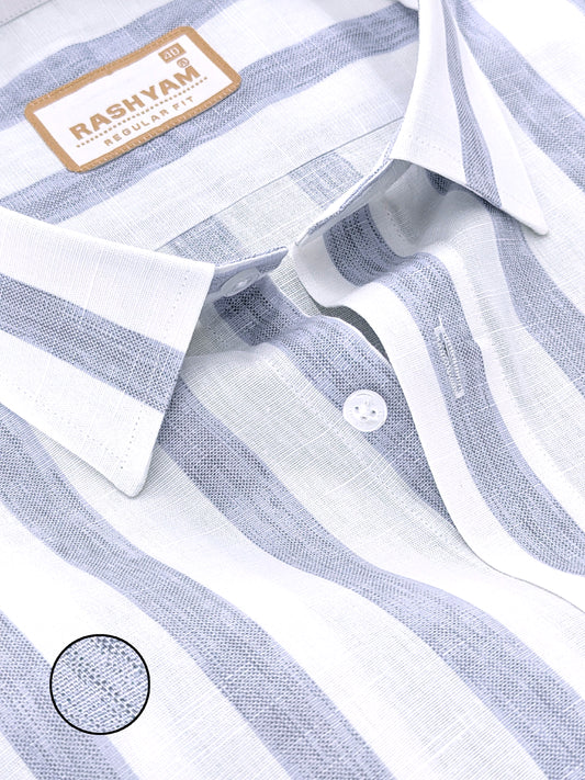 Premium Cotton Ice blue Line On white Formal Shirt For Men