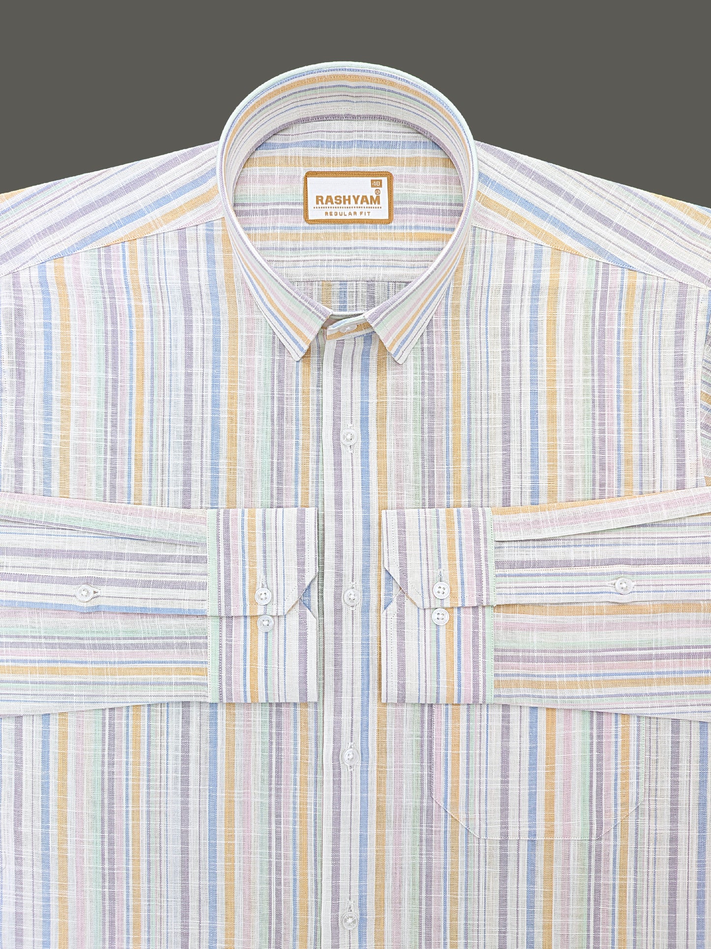 Premium Luxurious Linen Cotton Multi Color Stripe Formal Shirt For Men