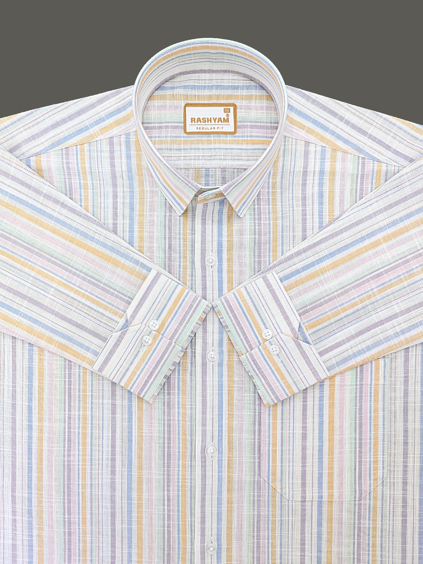 Premium Luxurious Linen Cotton Multi Color Stripe Formal Shirt For Men