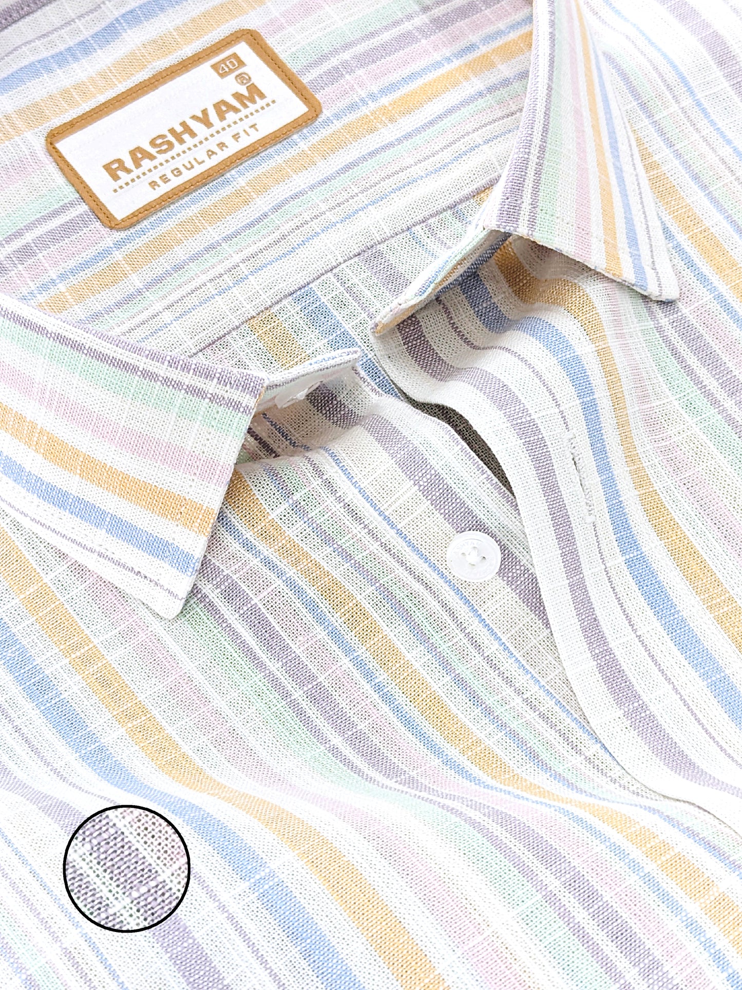 Premium Luxurious Linen Cotton Multi Color Stripe Formal Shirt For Men