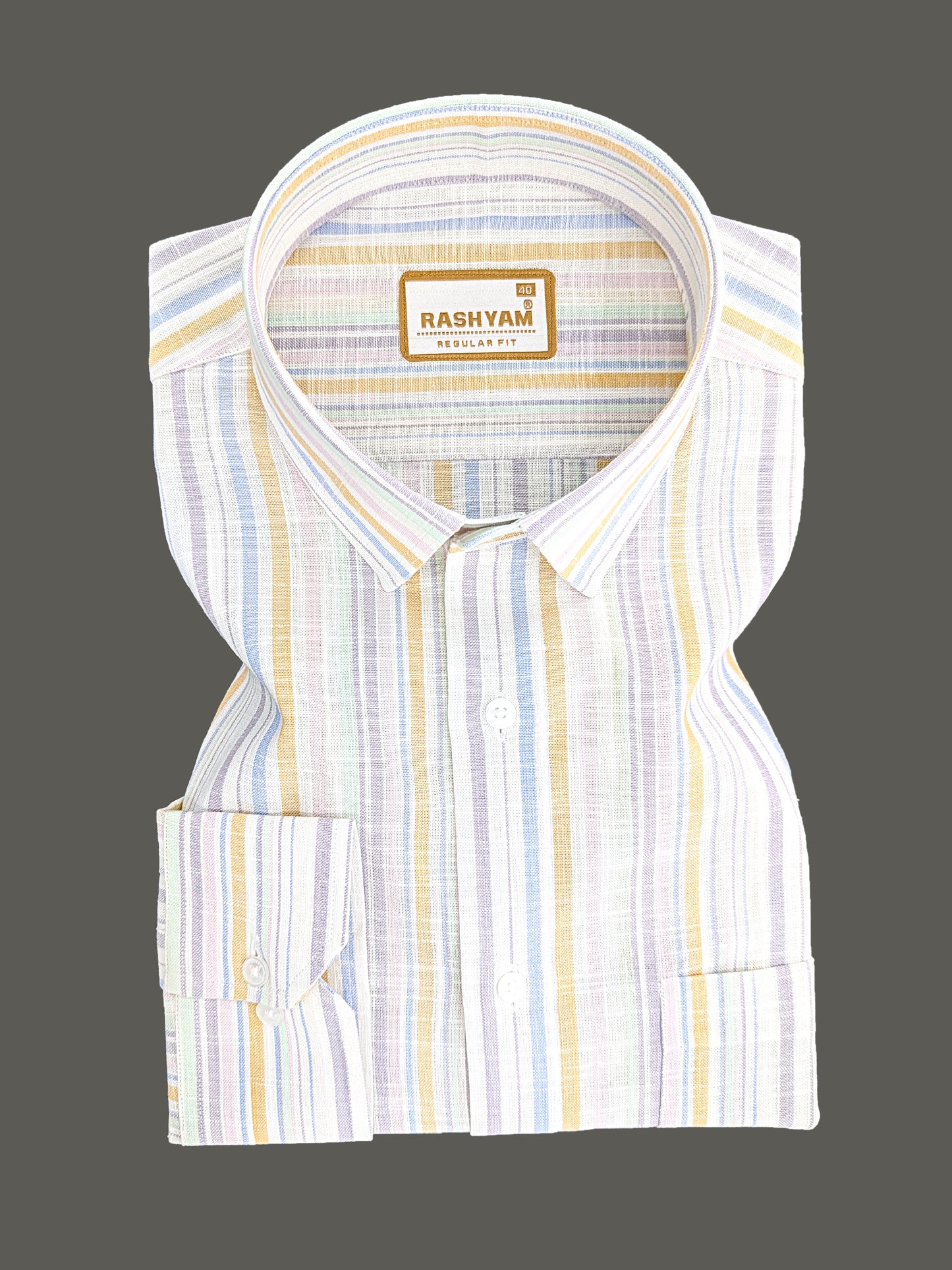 Premium Luxurious Linen Cotton Multi Color Stripe Formal Shirt For Men