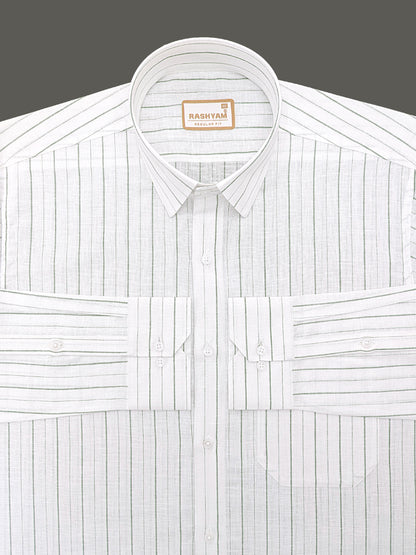 Arezzo Italian Premium Linen Lemon Grass Line Formal Shirt For Men