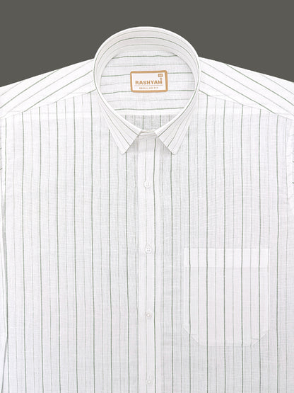 Arezzo Italian Premium Linen Lemon Grass Line Formal Shirt For Men
