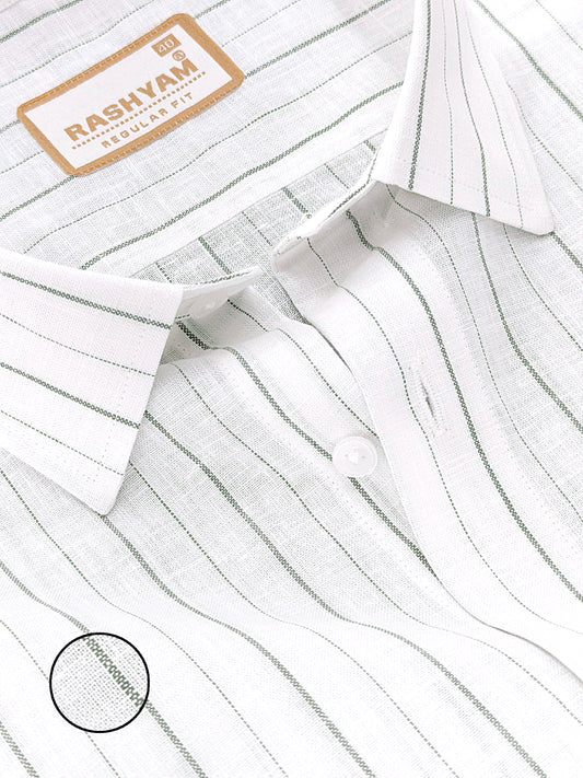 Arezzo Italian Premium Linen Lemon Grass Line Formal Shirt For Men
