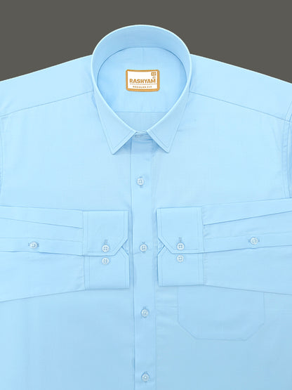 Avellino Luxurious Sky Blue Super Soft Cotton Shirt For Men